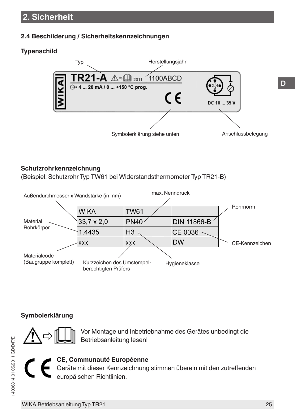 Sicherheit | WIKA TR21-C User Manual | Page 25 / 76