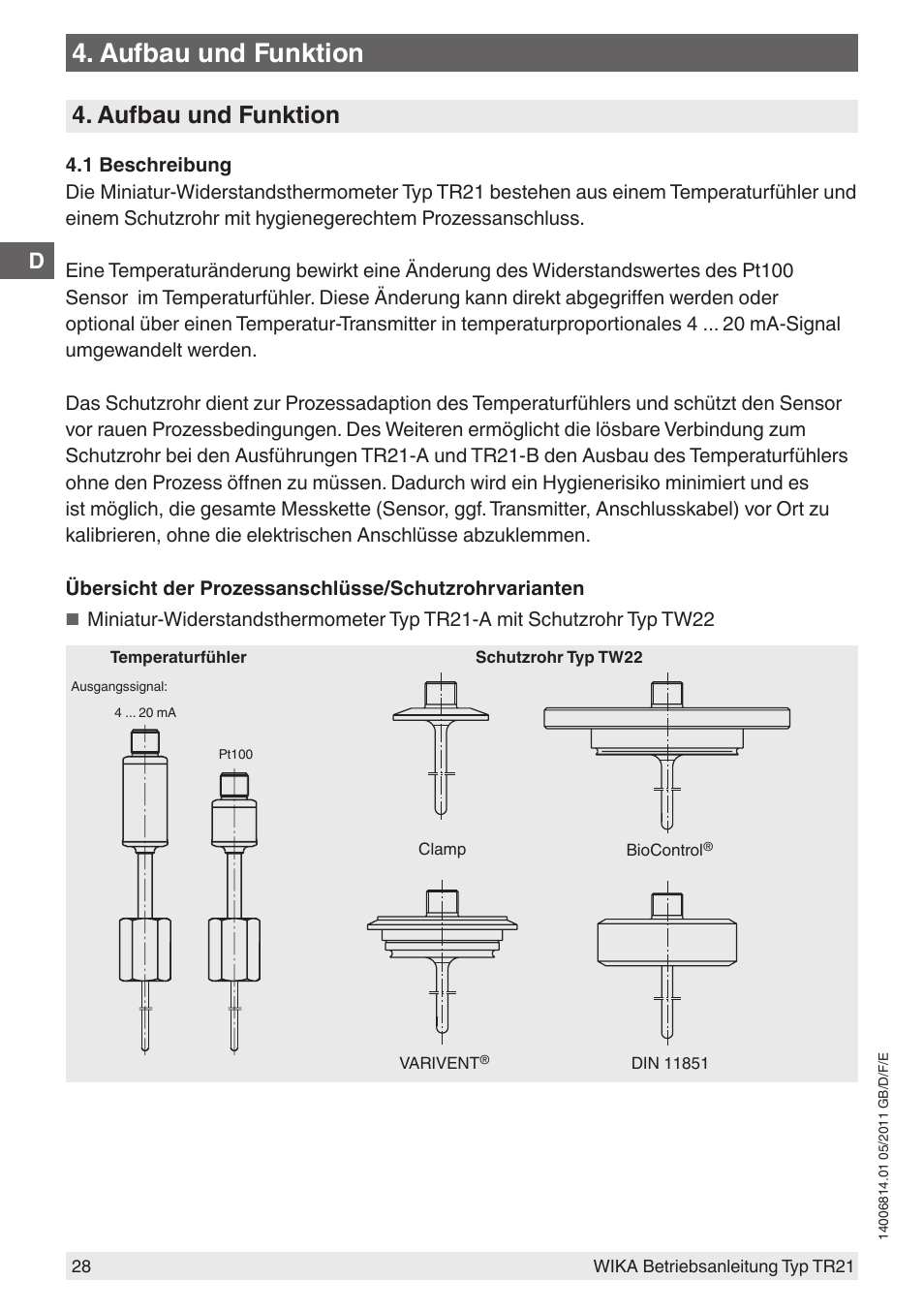 Aufbau und funktion | WIKA TR21-C User Manual | Page 28 / 76