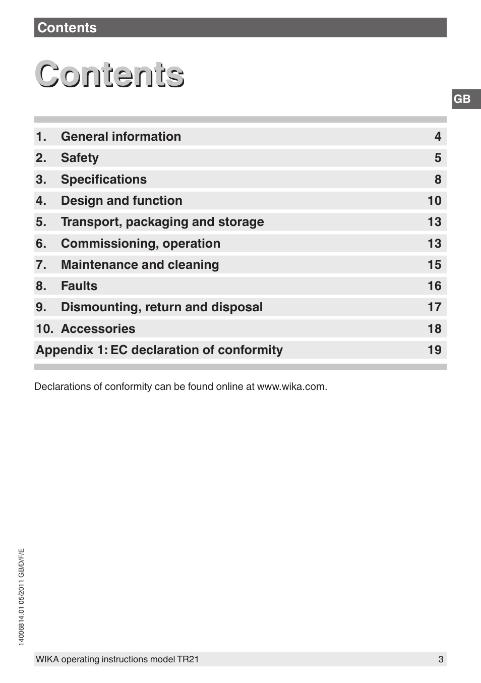 WIKA TR21-C User Manual | Page 3 / 76