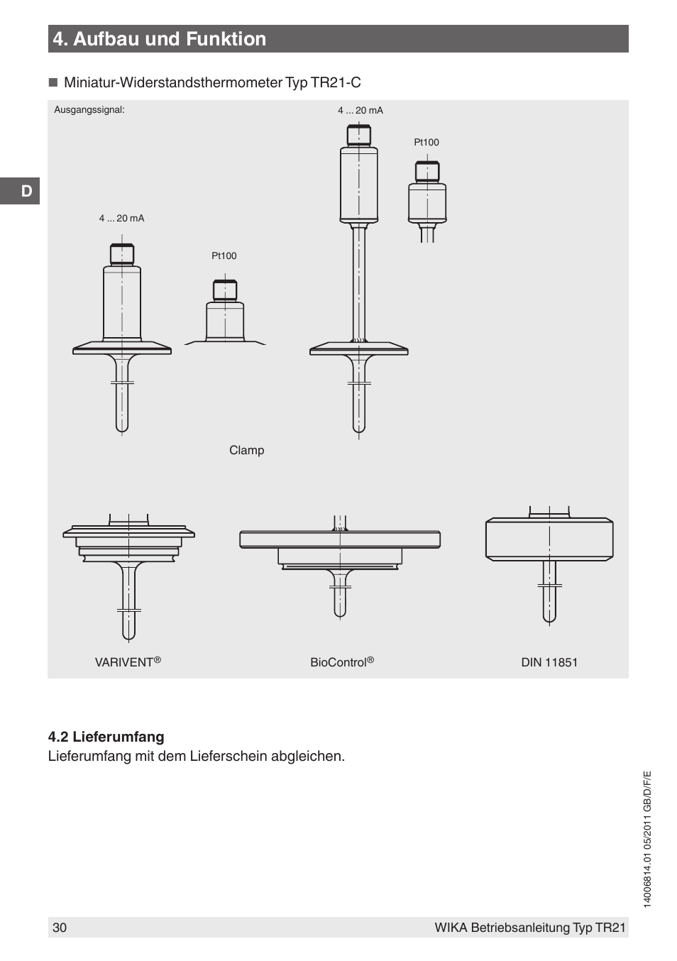 Aufbau und funktion, Miniatur-widerstandsthermometer typ tr21-c | WIKA TR21-C User Manual | Page 30 / 76