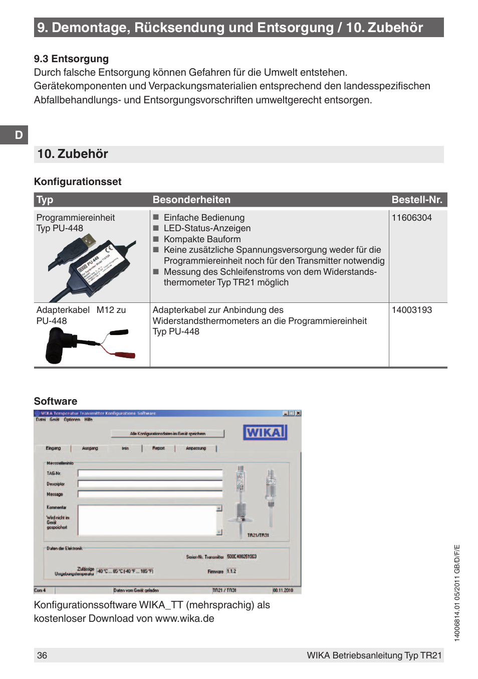 Zubehör | WIKA TR21-C User Manual | Page 36 / 76