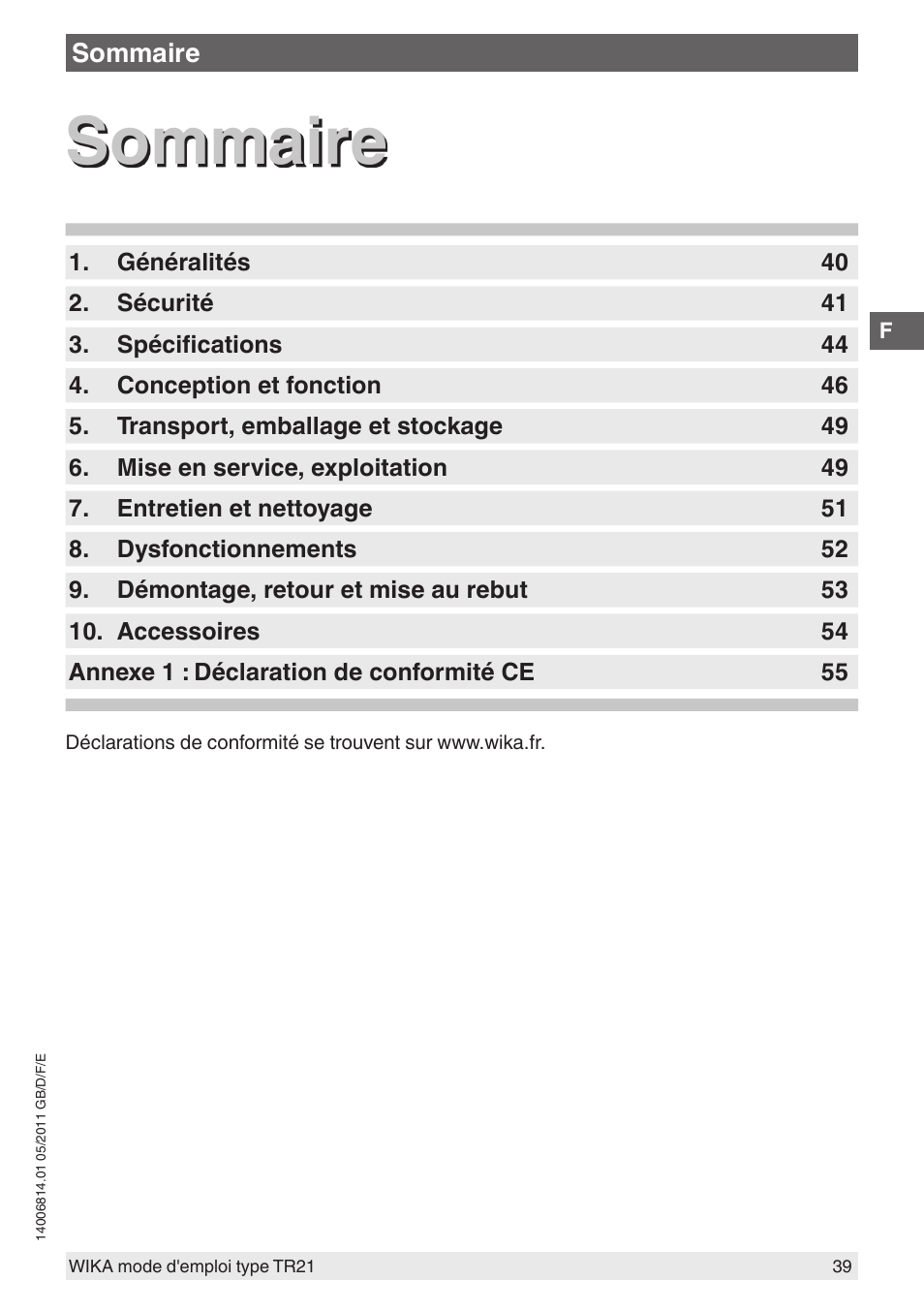 Sommaire | WIKA TR21-C User Manual | Page 39 / 76