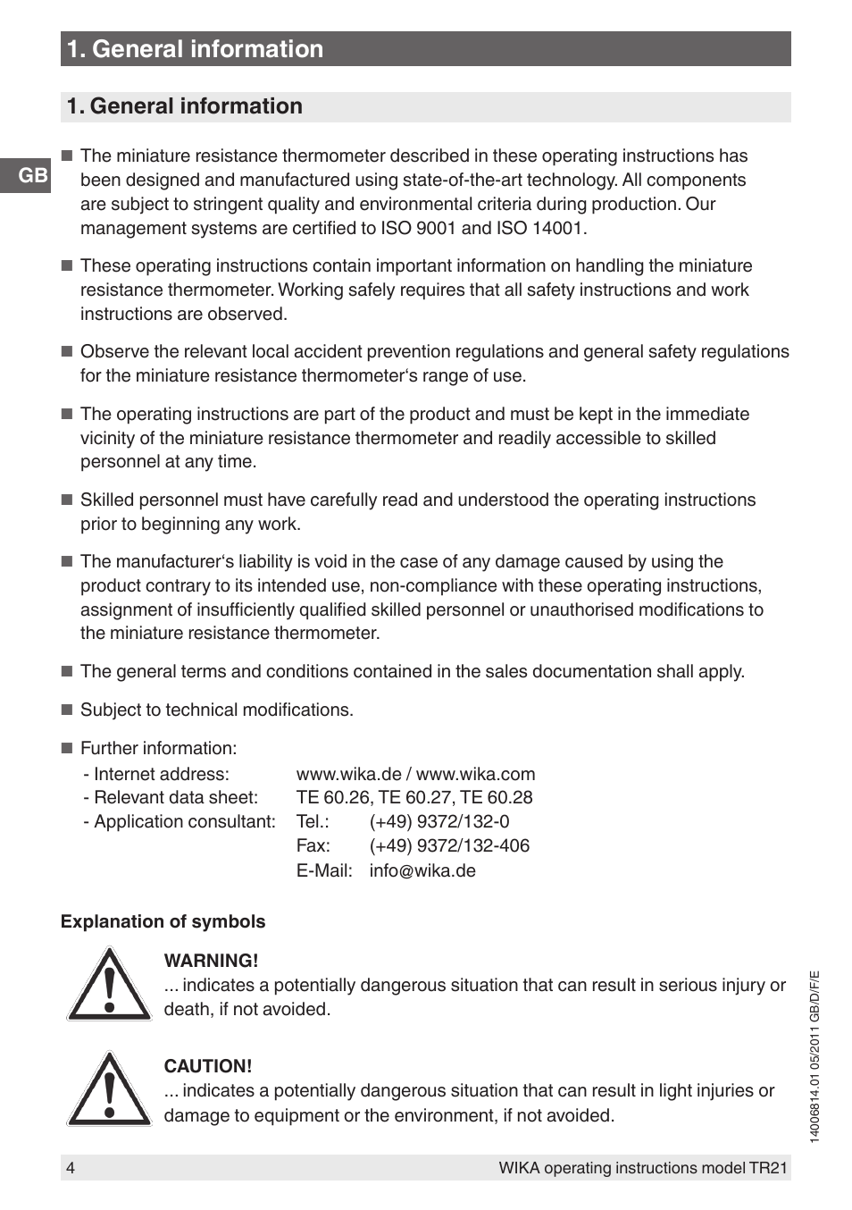 General information | WIKA TR21-C User Manual | Page 4 / 76