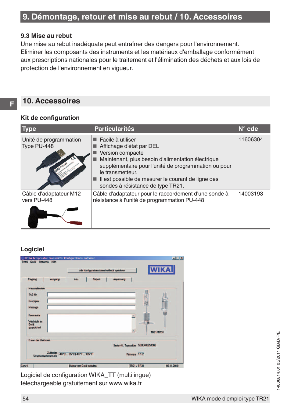 Accessoires | WIKA TR21-C User Manual | Page 54 / 76