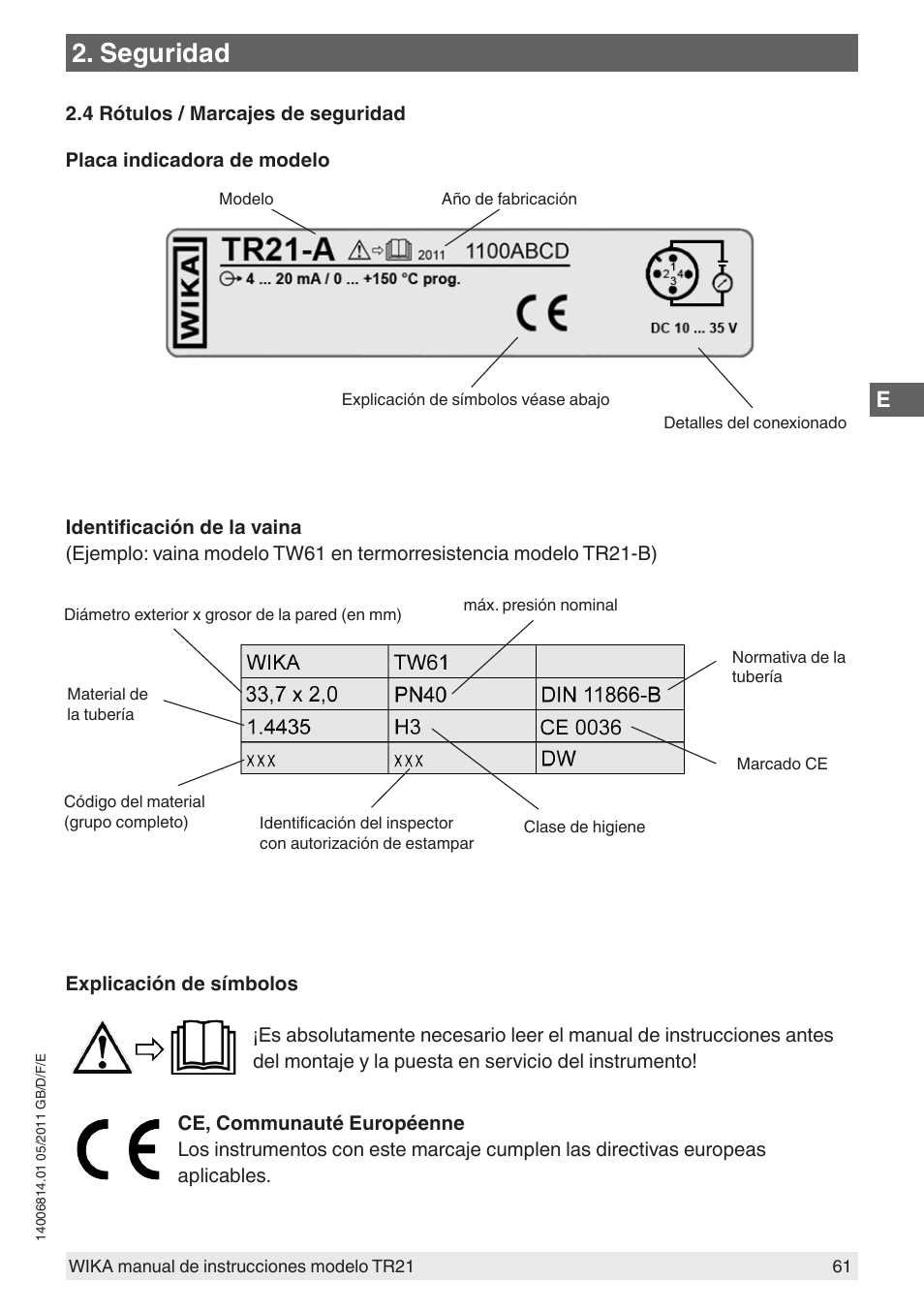 Seguridad | WIKA TR21-C User Manual | Page 61 / 76