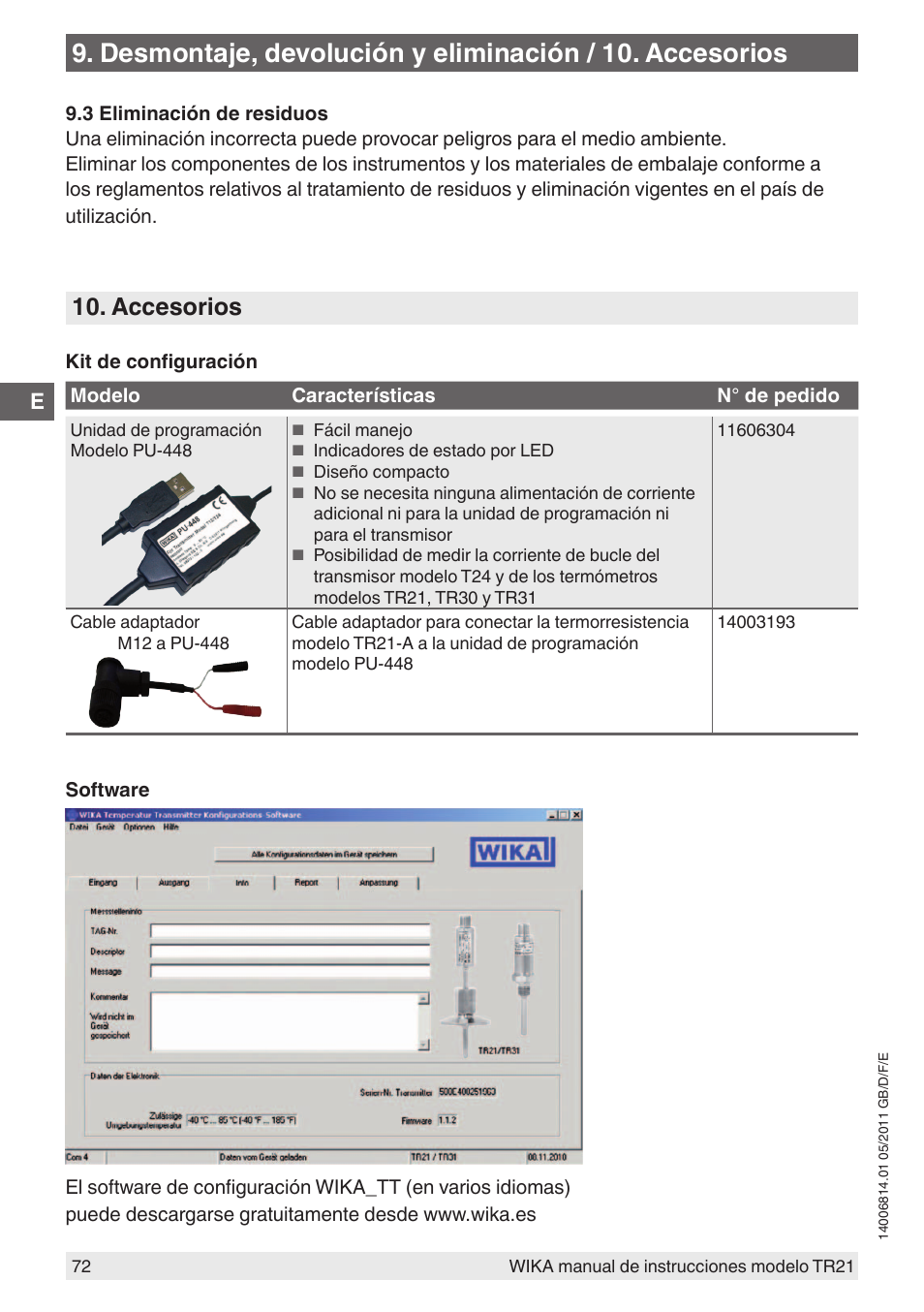 Accesorios | WIKA TR21-C User Manual | Page 72 / 76