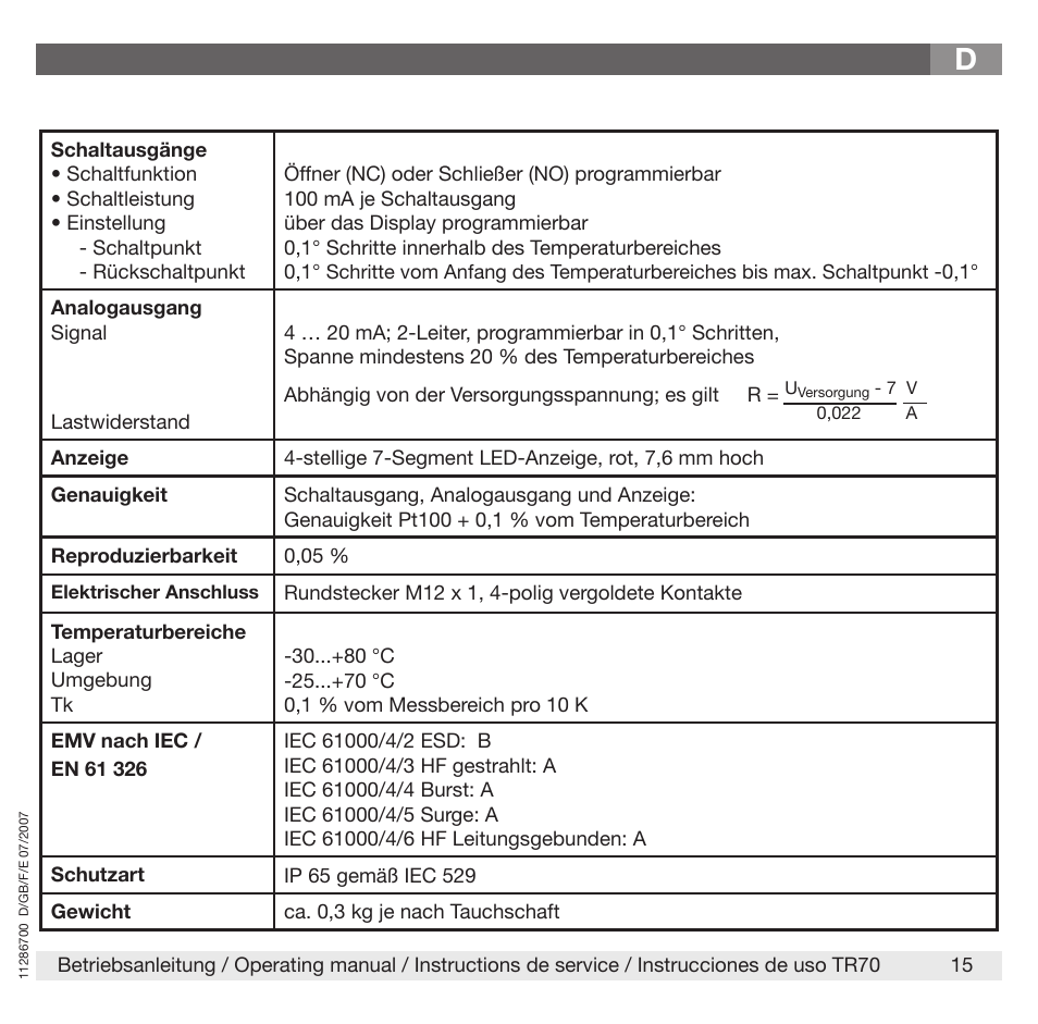 WIKA TR70 User Manual | Page 15 / 68