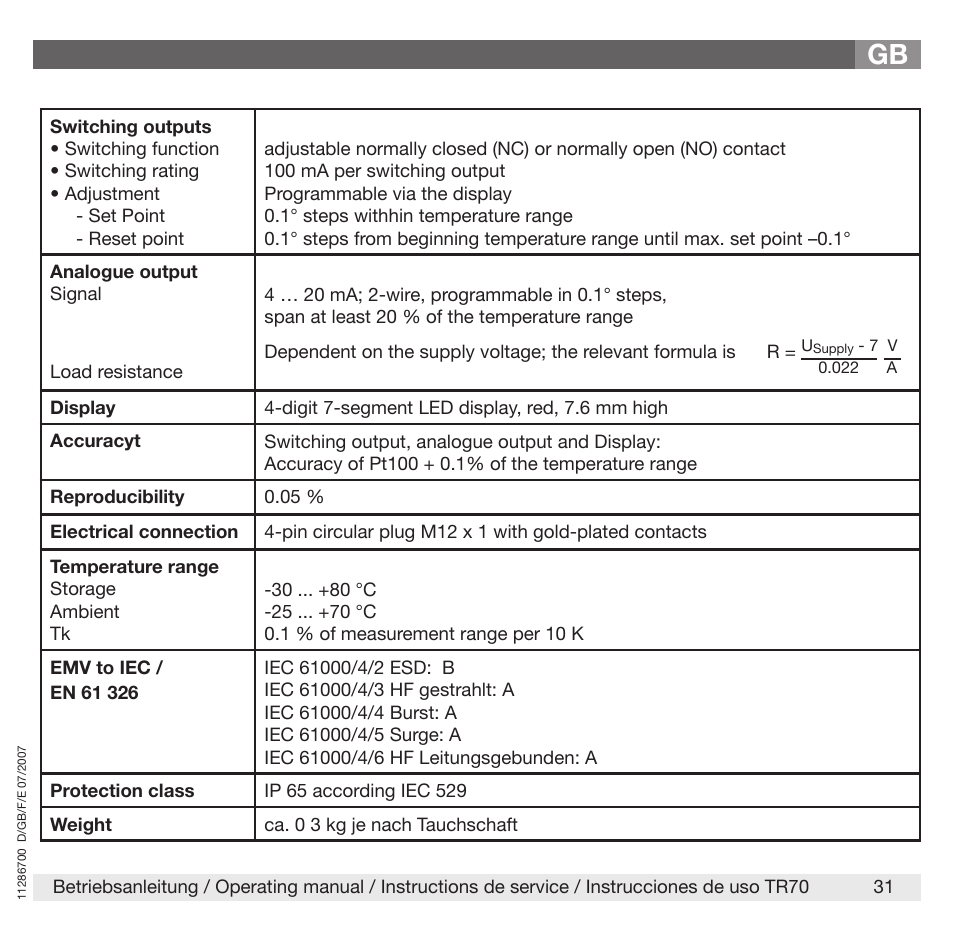 WIKA TR70 User Manual | Page 31 / 68