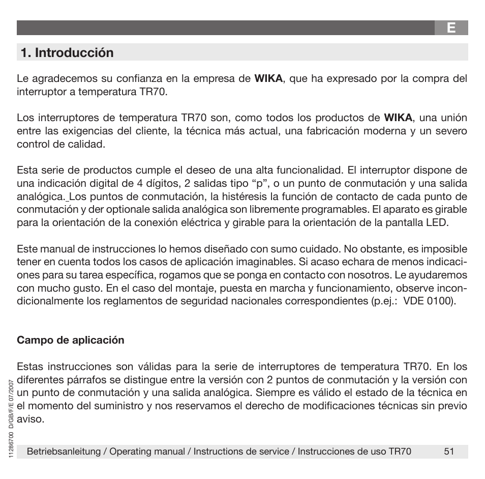 Introducción | WIKA TR70 User Manual | Page 51 / 68