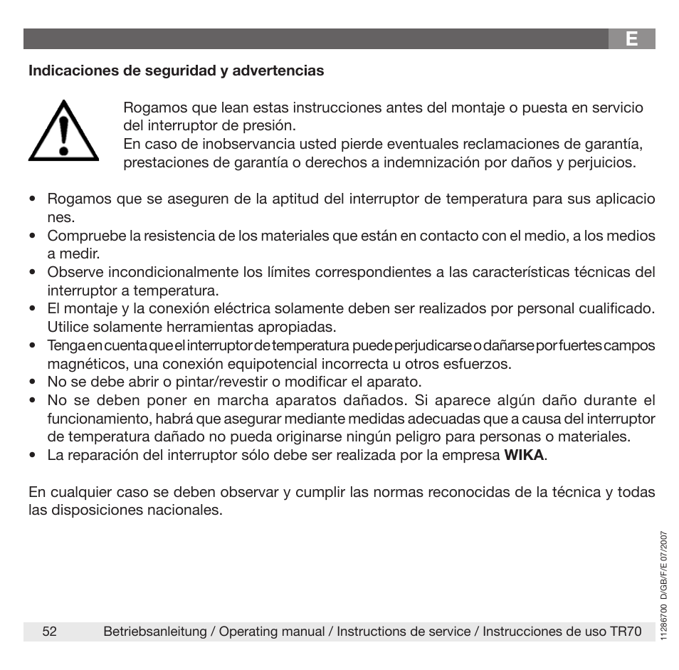 WIKA TR70 User Manual | Page 52 / 68