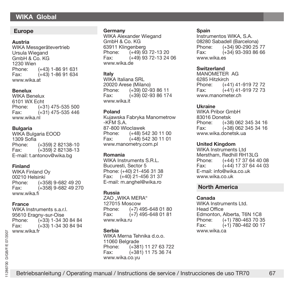 Wika global | WIKA TR70 User Manual | Page 67 / 68