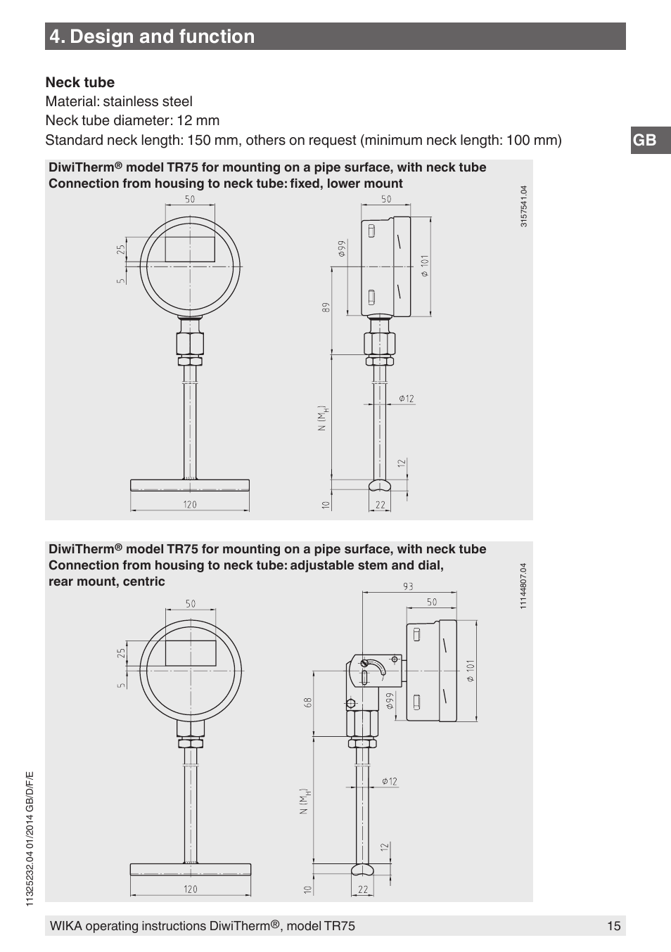 Design and function | WIKA TR75 User Manual | Page 15 / 92