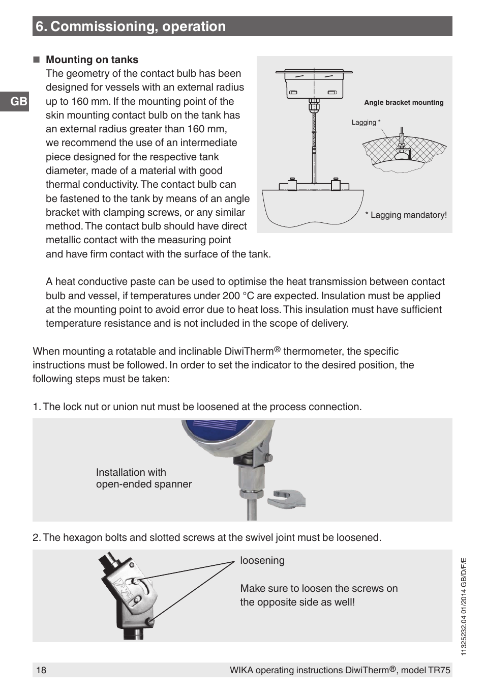 Commissioning, operation | WIKA TR75 User Manual | Page 18 / 92