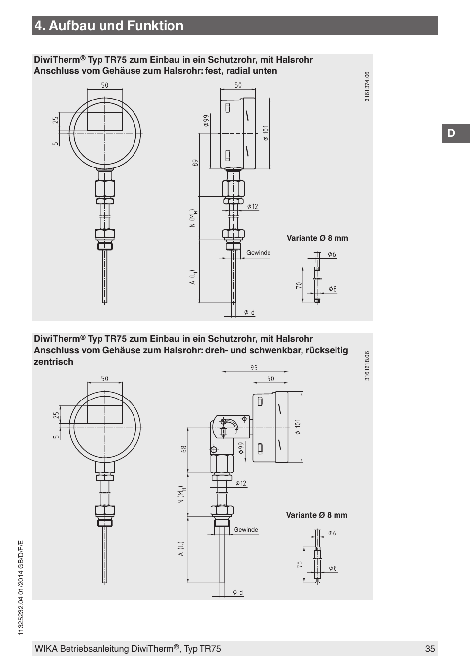 Aufbau und funktion | WIKA TR75 User Manual | Page 35 / 92