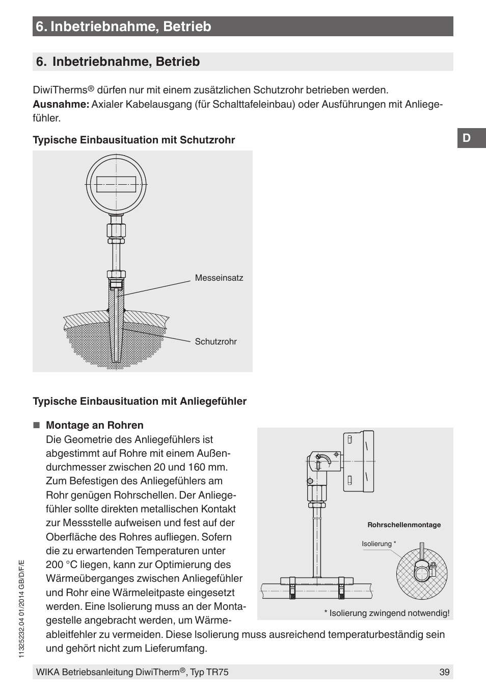 Inbetriebnahme, betrieb | WIKA TR75 User Manual | Page 39 / 92