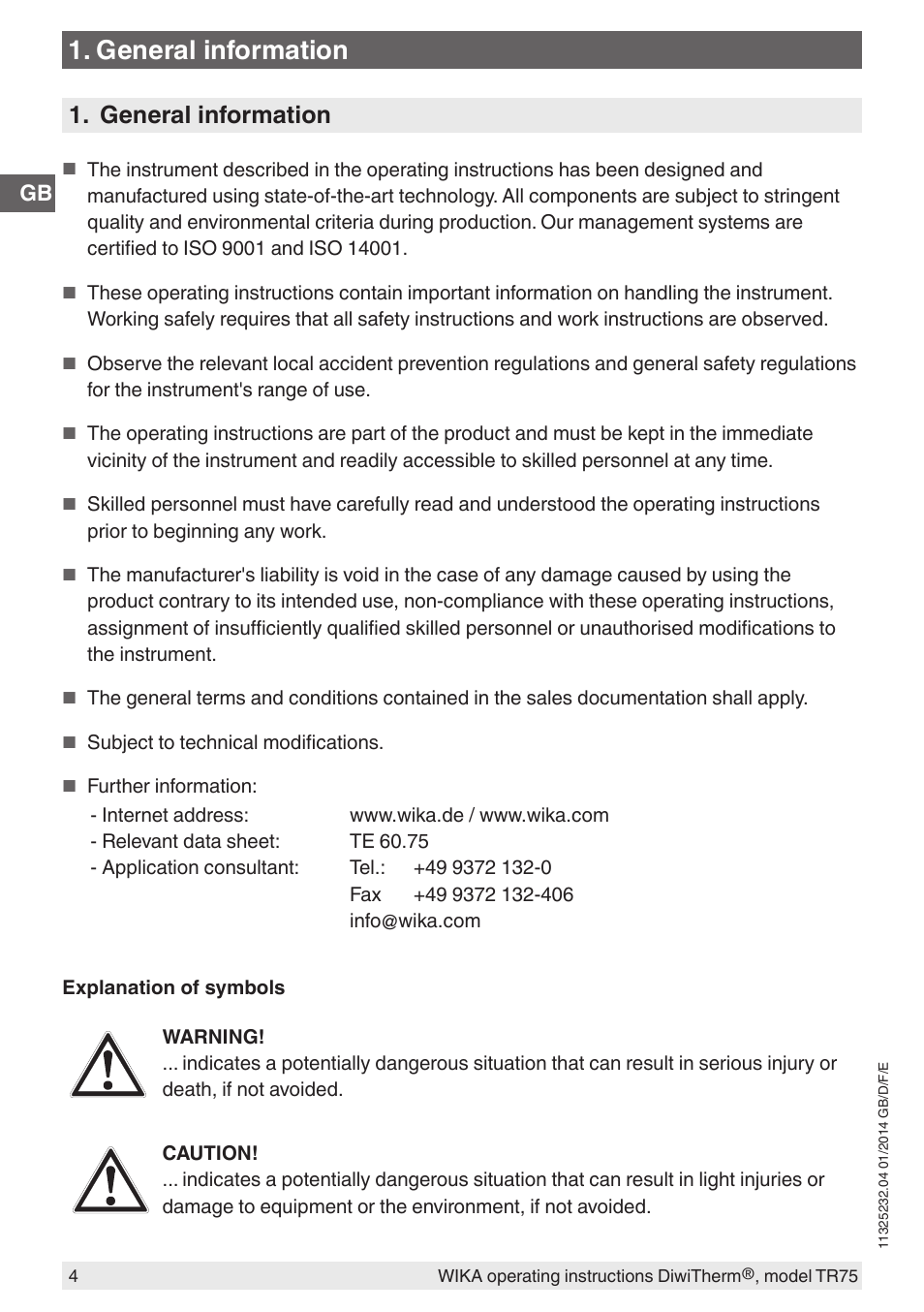 General information | WIKA TR75 User Manual | Page 4 / 92