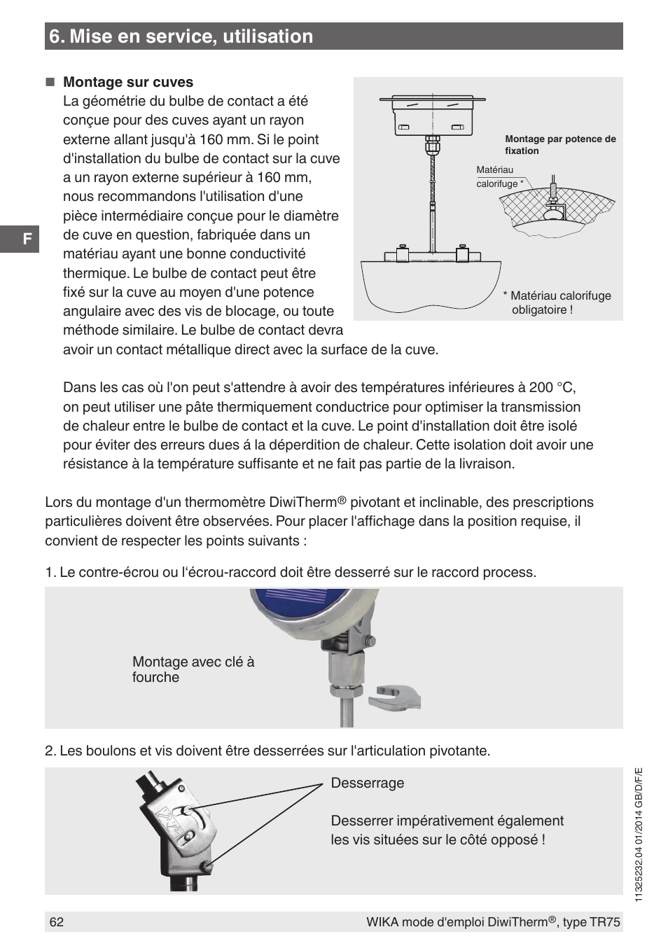 Mise en service, utilisation | WIKA TR75 User Manual | Page 62 / 92