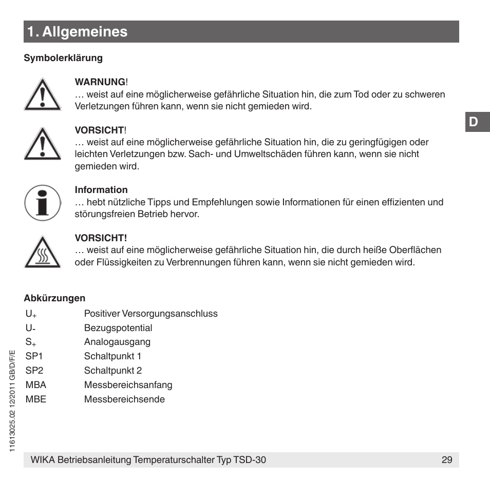 Allgemeines | WIKA TSD-30 User Manual | Page 29 / 100