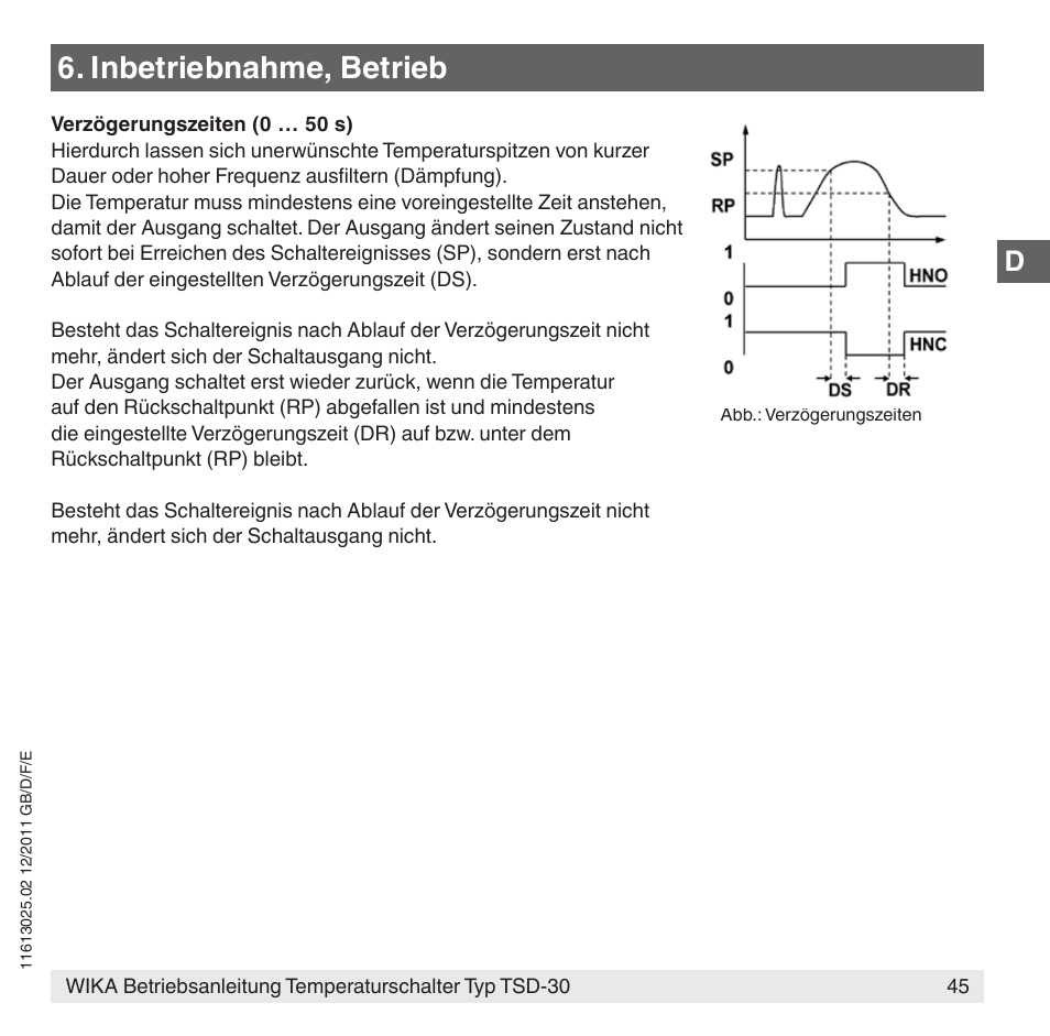 Inbetriebnahme, betrieb | WIKA TSD-30 User Manual | Page 45 / 100