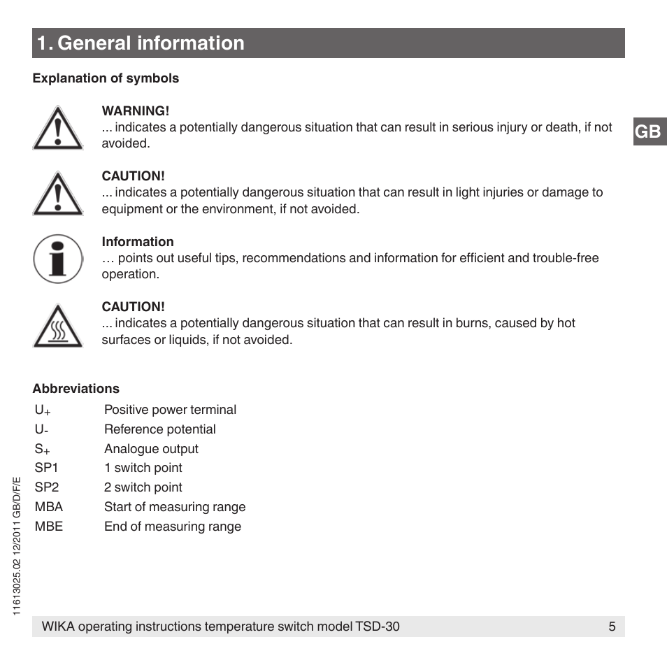 General information | WIKA TSD-30 User Manual | Page 5 / 100