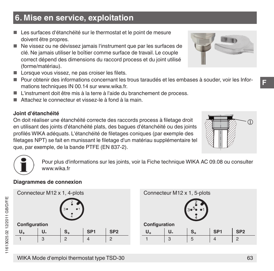 Mise en service, exploitation | WIKA TSD-30 User Manual | Page 63 / 100