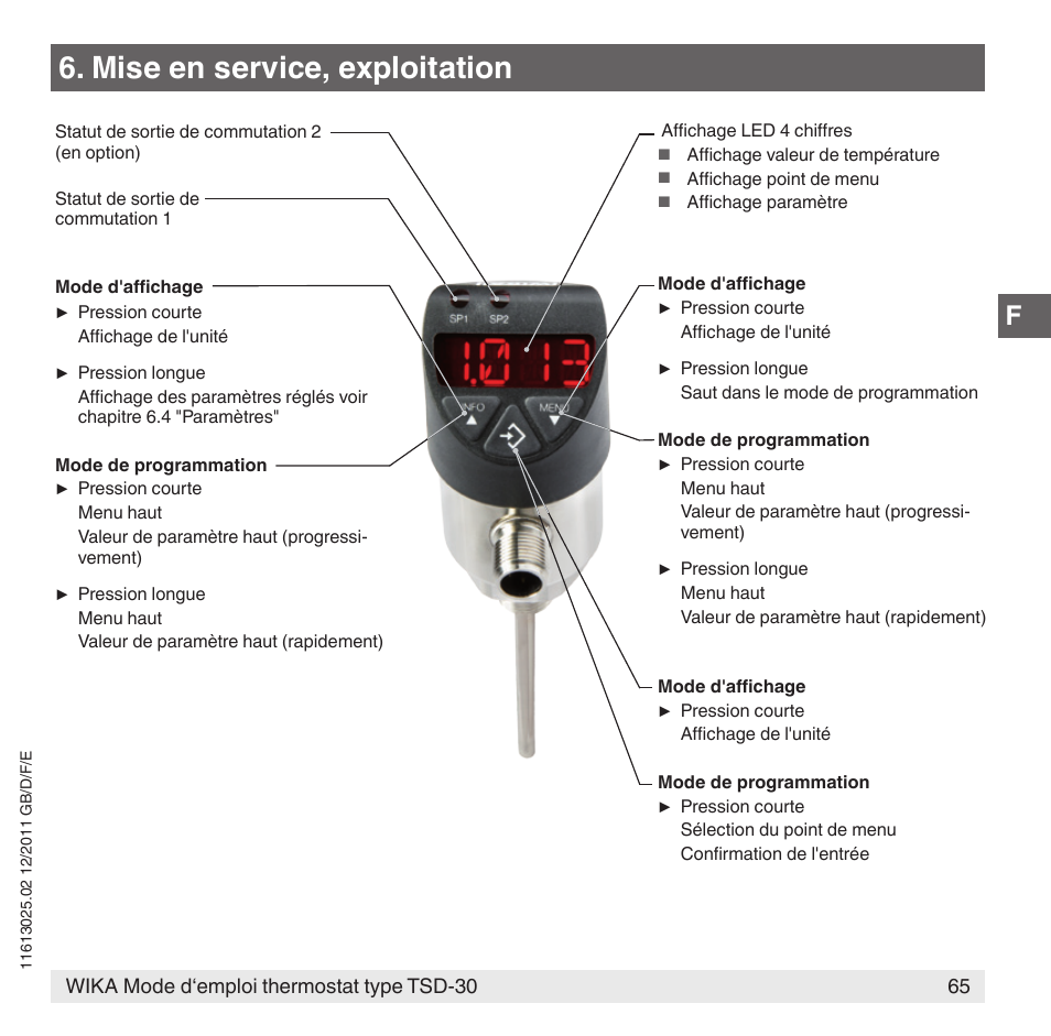 Mise en service, exploitation | WIKA TSD-30 User Manual | Page 65 / 100