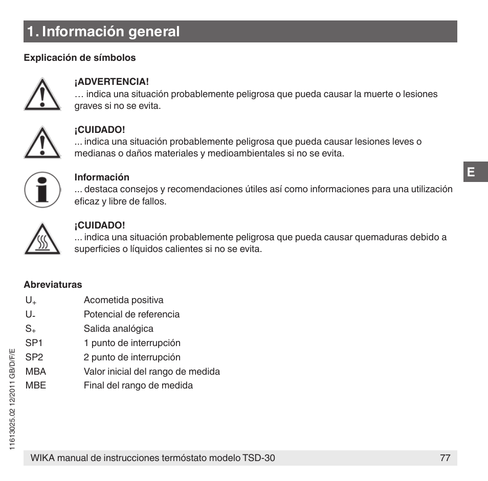 Información general | WIKA TSD-30 User Manual | Page 77 / 100