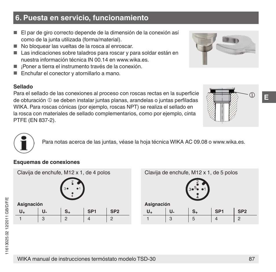 Puesta en servicio, funcionamiento | WIKA TSD-30 User Manual | Page 87 / 100