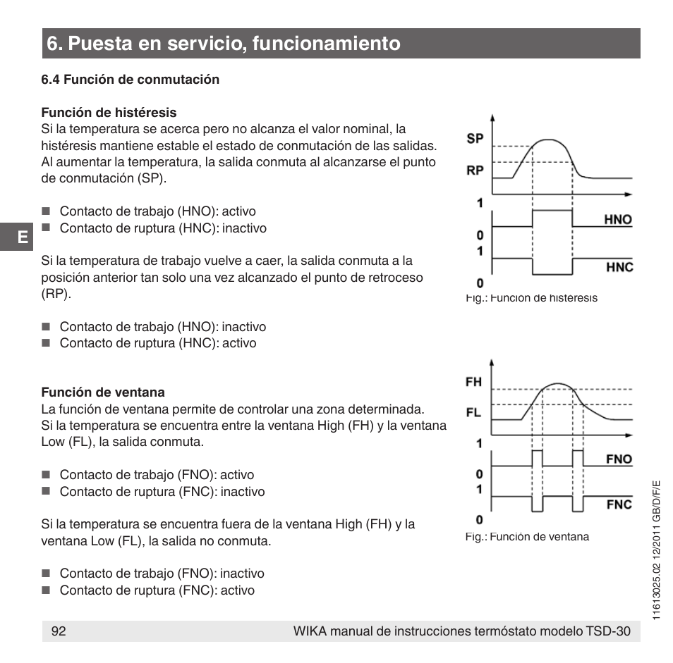 Puesta en servicio, funcionamiento | WIKA TSD-30 User Manual | Page 92 / 100