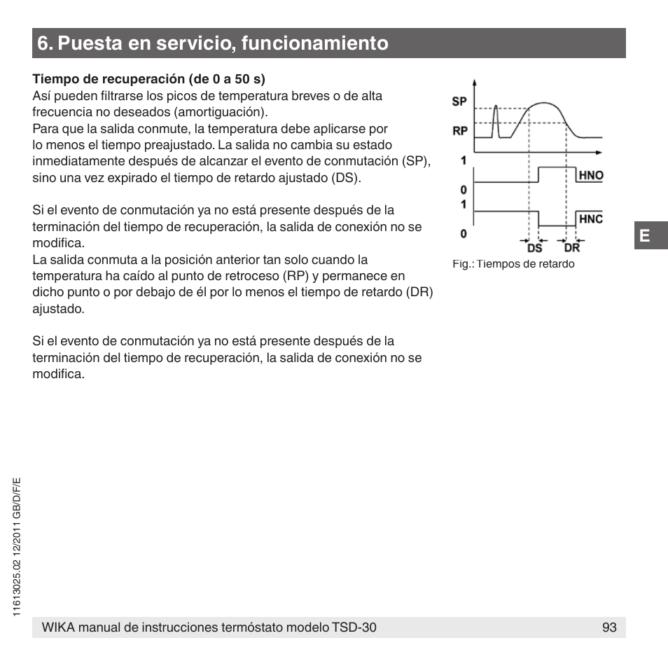 Puesta en servicio, funcionamiento | WIKA TSD-30 User Manual | Page 93 / 100