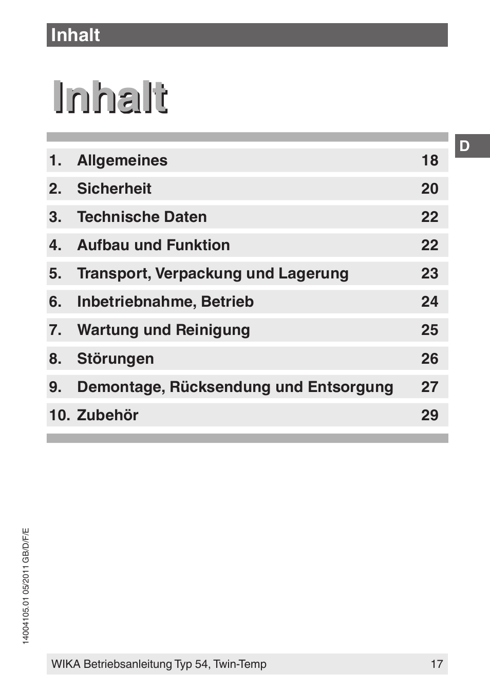 Inhalt | WIKA 54_twintemp User Manual | Page 17 / 60