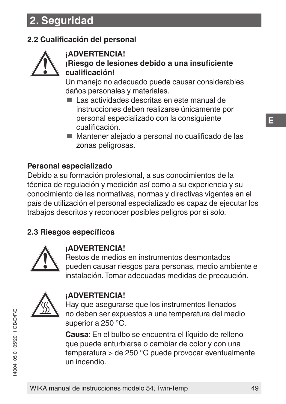 Seguridad | WIKA 54_twintemp User Manual | Page 49 / 60