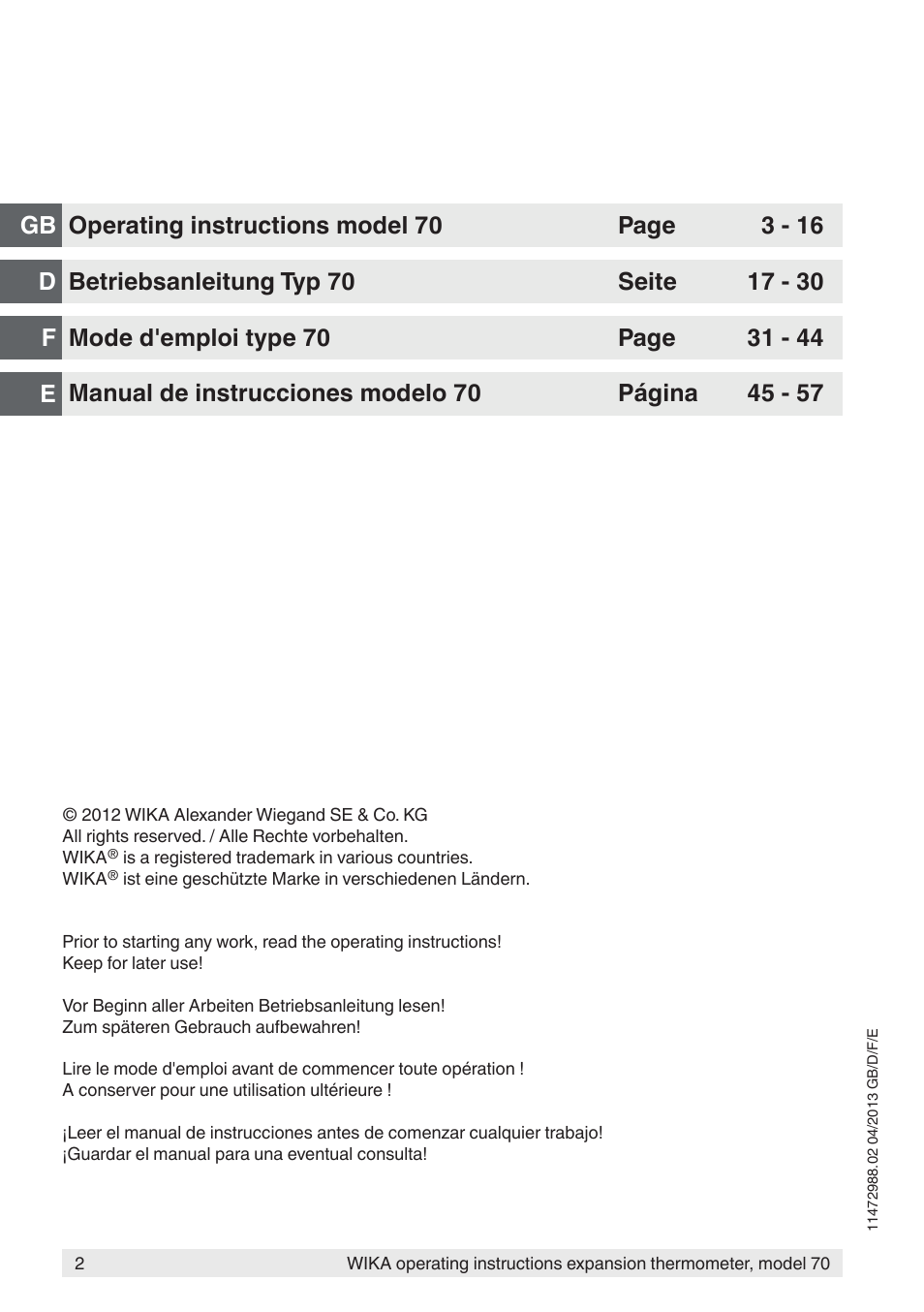 Gb d f e | WIKA 70-8xx User Manual | Page 2 / 60