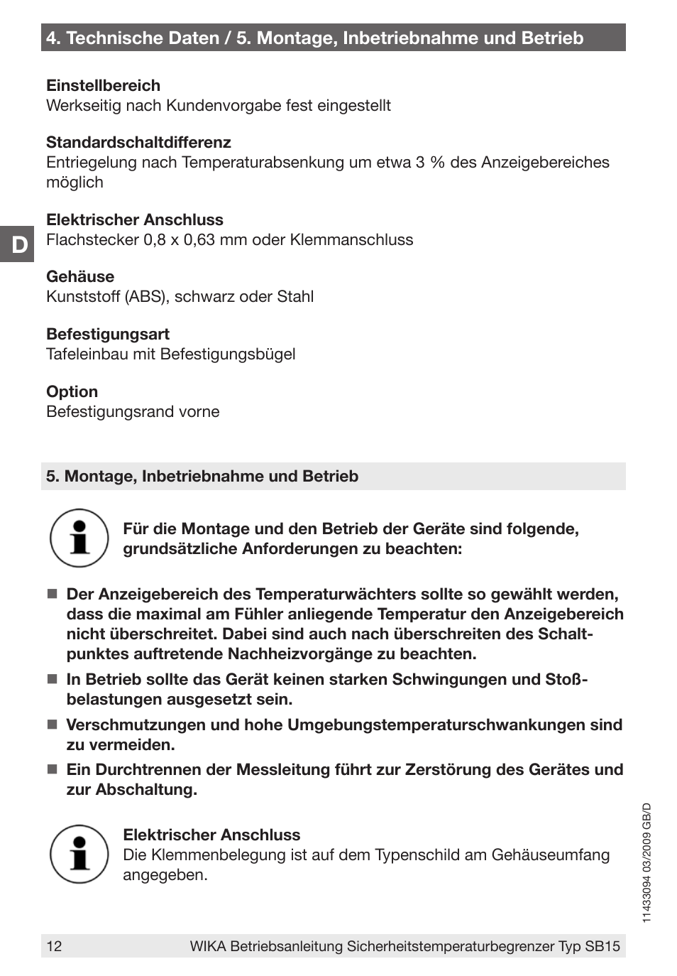 WIKA SB15 User Manual | Page 12 / 20