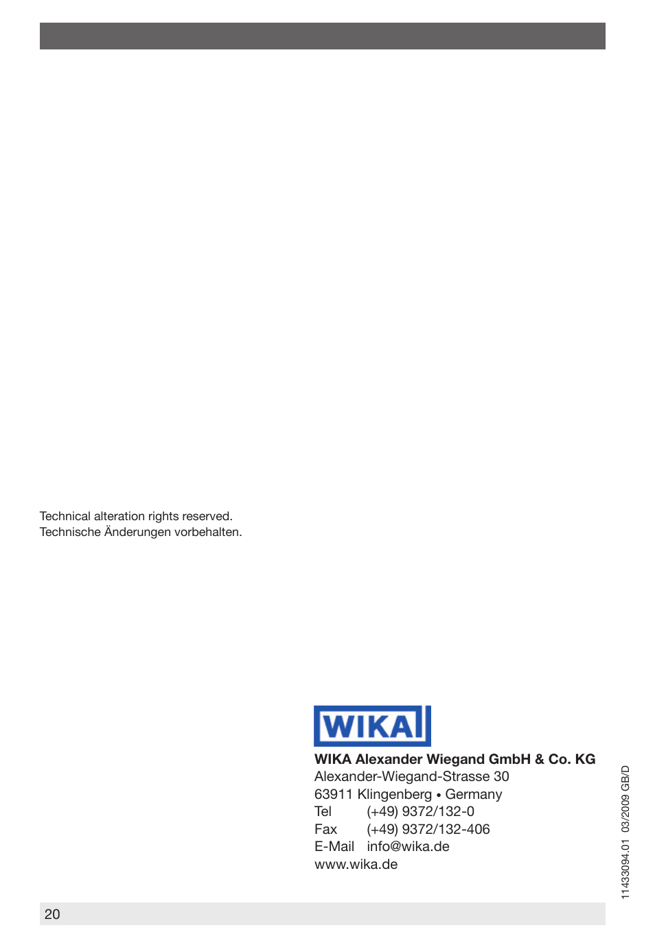WIKA SB15 User Manual | Page 20 / 20