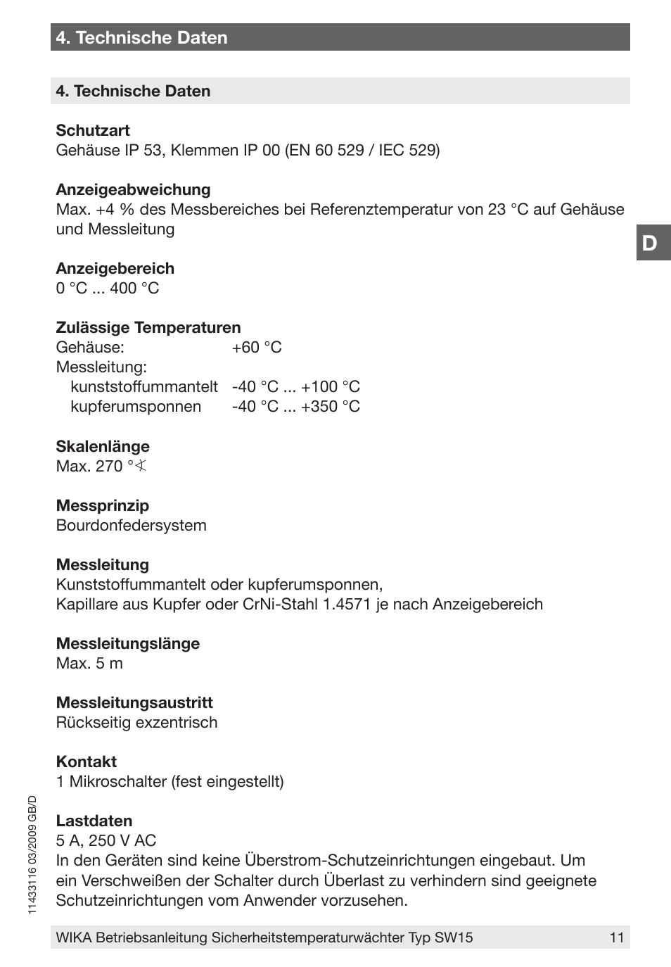 WIKA SW15 User Manual | Page 11 / 20