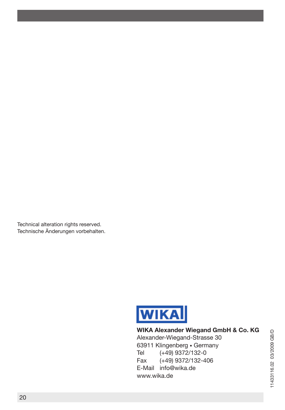 WIKA SW15 User Manual | Page 20 / 20