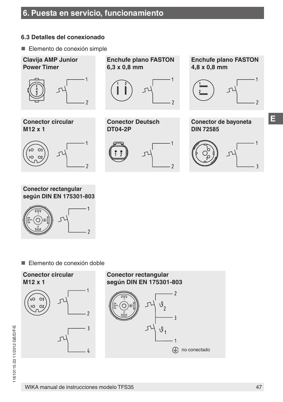 Puesta en servicio, funcionamiento | WIKA TFS35 User Manual | Page 47 / 52