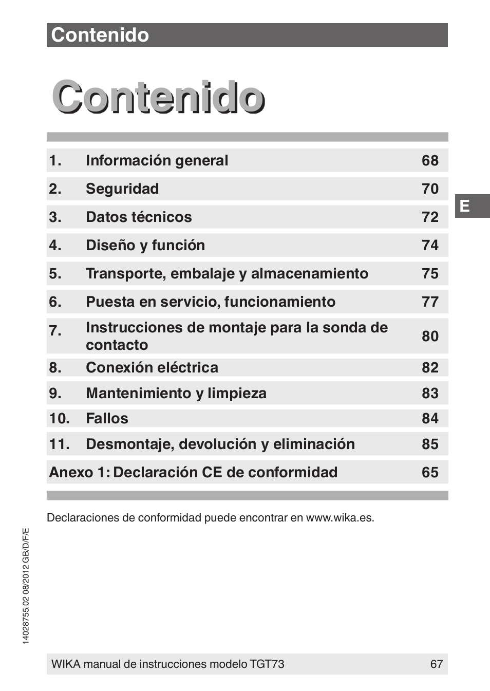 WIKA TGT73 User Manual | Page 67 / 88