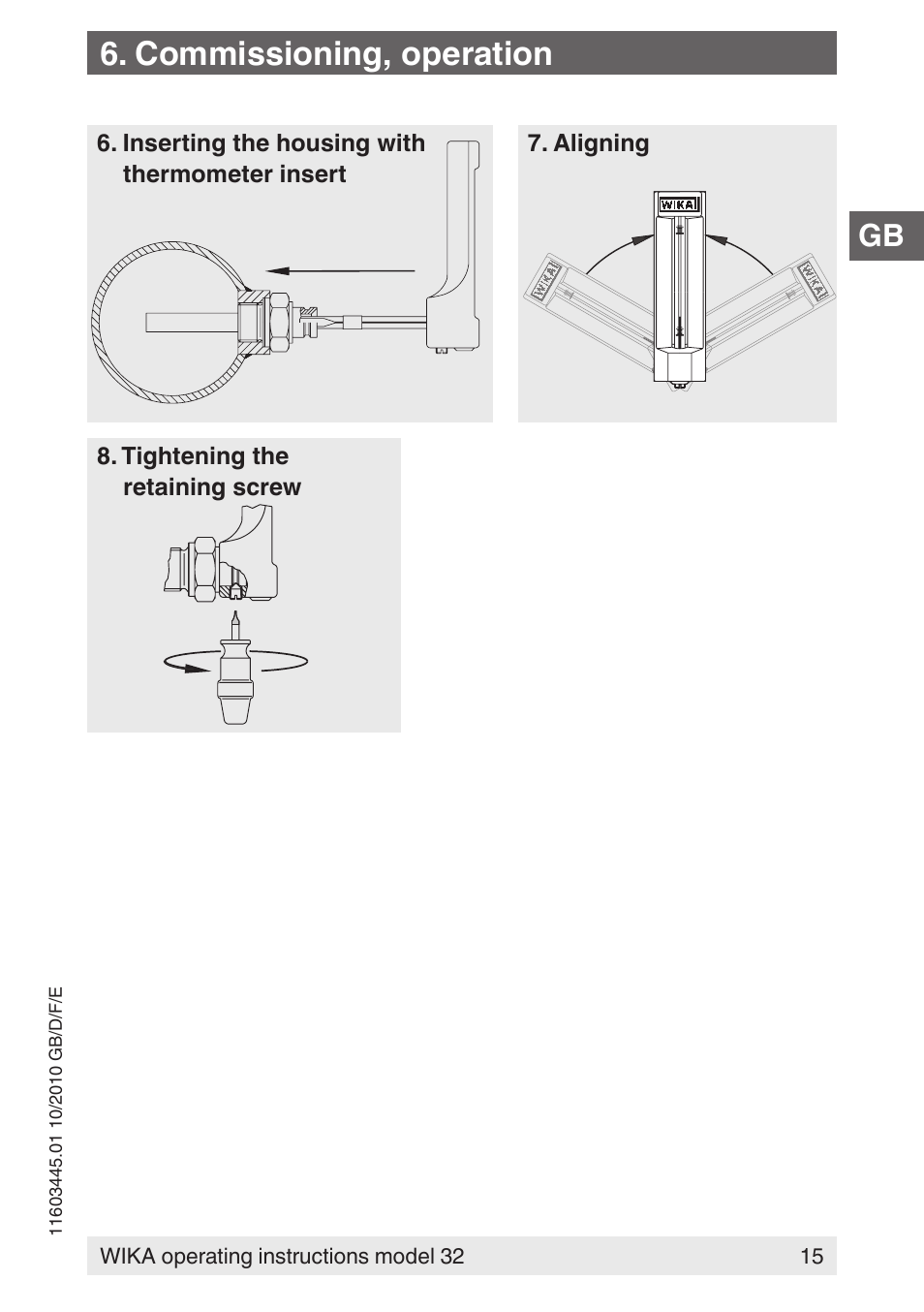 Commissioning, operation | WIKA 32 User Manual | Page 15 / 68