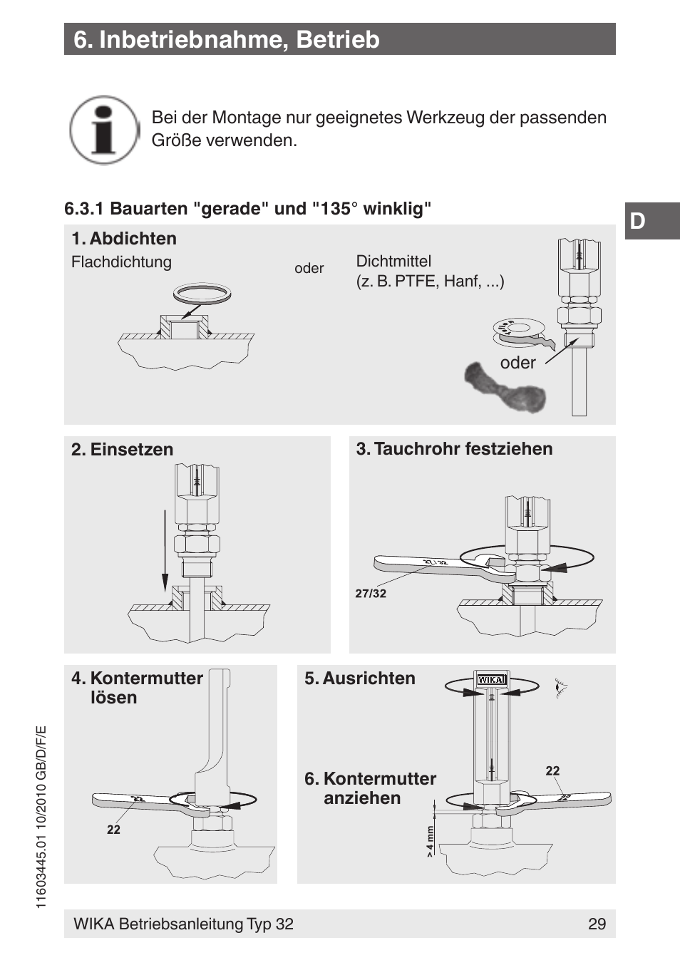 Inbetriebnahme, betrieb | WIKA 32 User Manual | Page 29 / 68