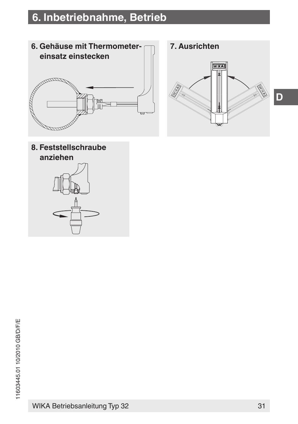 Inbetriebnahme, betrieb | WIKA 32 User Manual | Page 31 / 68