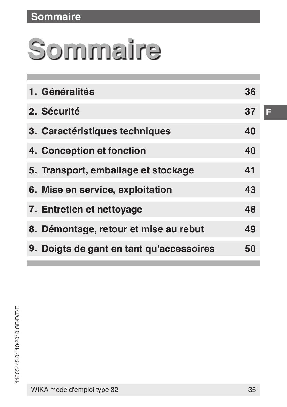 Sommaire | WIKA 32 User Manual | Page 35 / 68