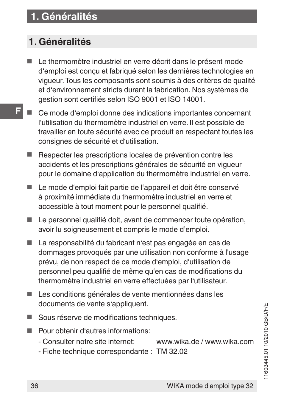 Généralités | WIKA 32 User Manual | Page 36 / 68