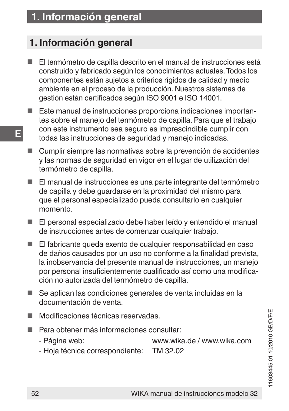 Información general | WIKA 32 User Manual | Page 52 / 68