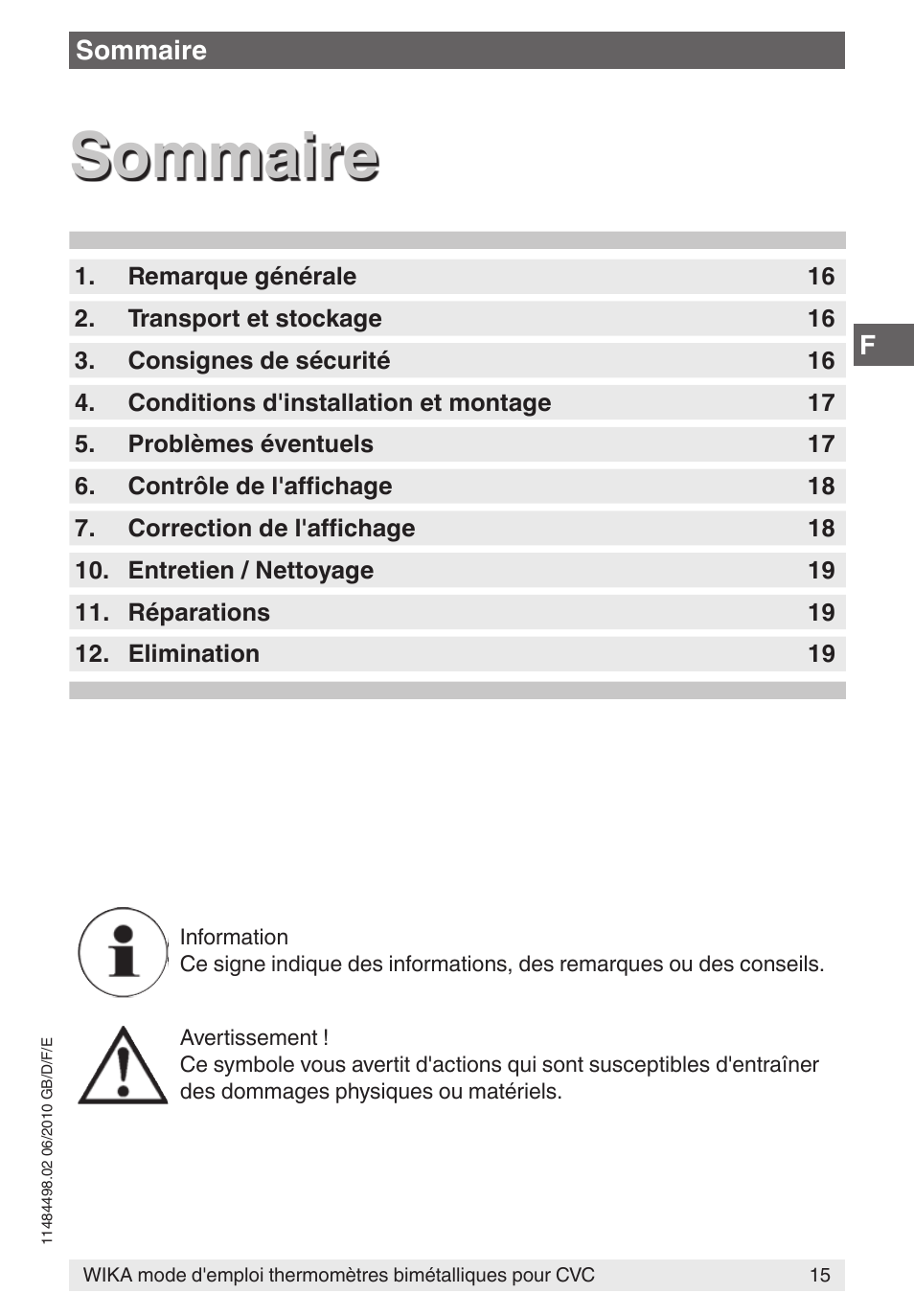 Sommaire | WIKA 45 User Manual | Page 15 / 28