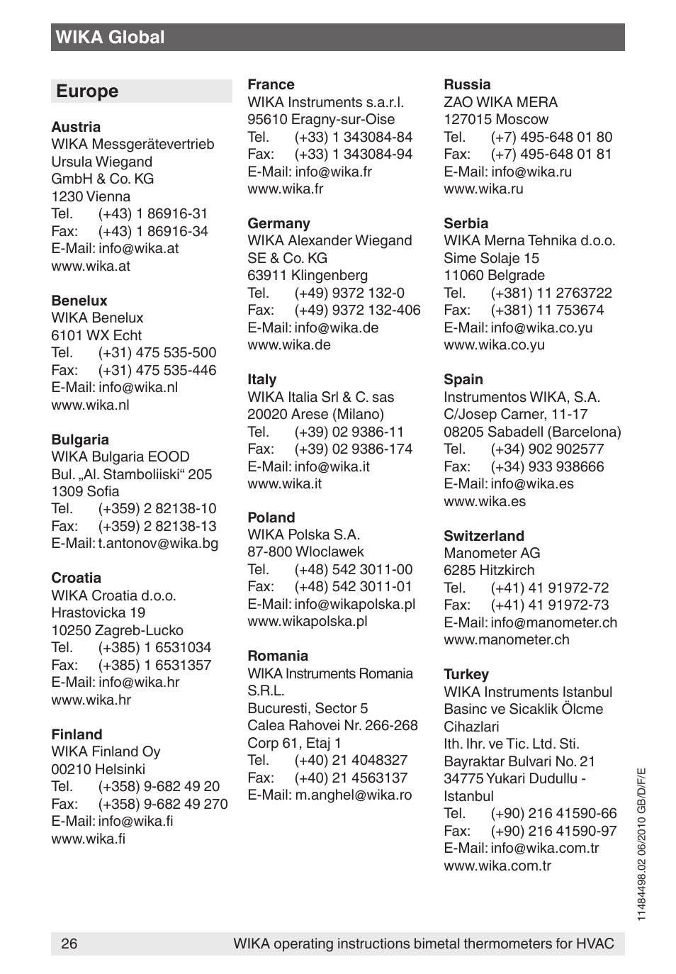 Wika global europe | WIKA 45 User Manual | Page 26 / 28