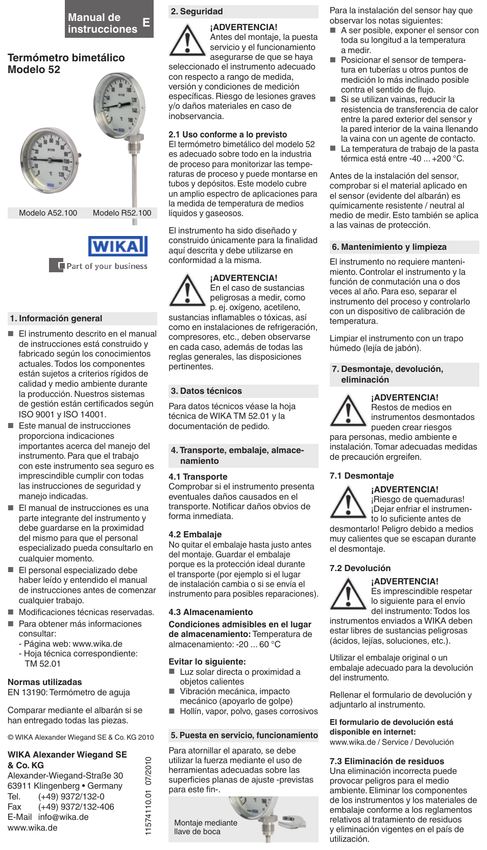 WIKA 52 User Manual | Page 4 / 4