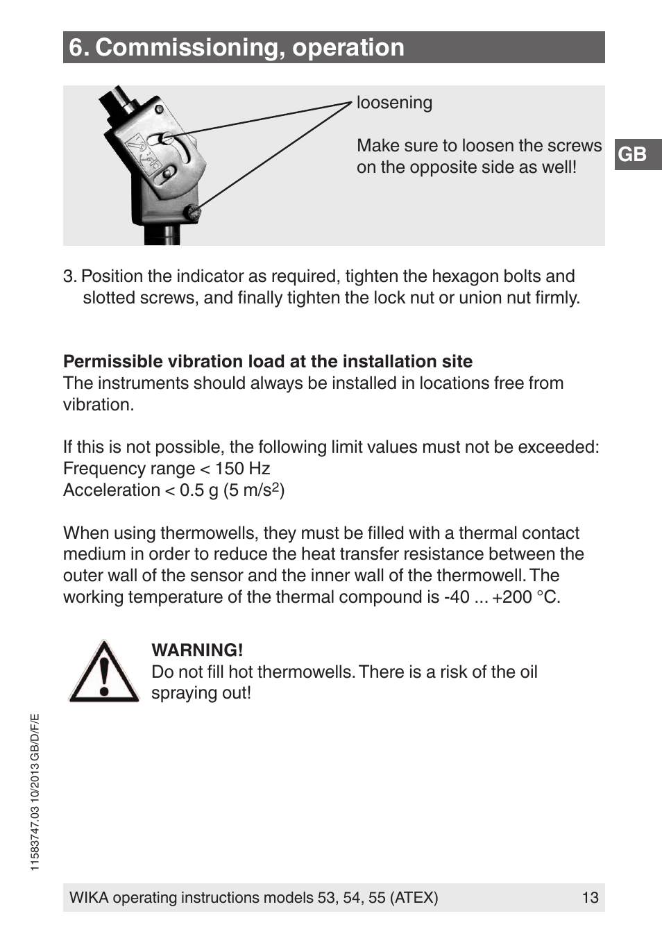 Commissioning, operation | WIKA 55 User Manual | Page 13 / 64