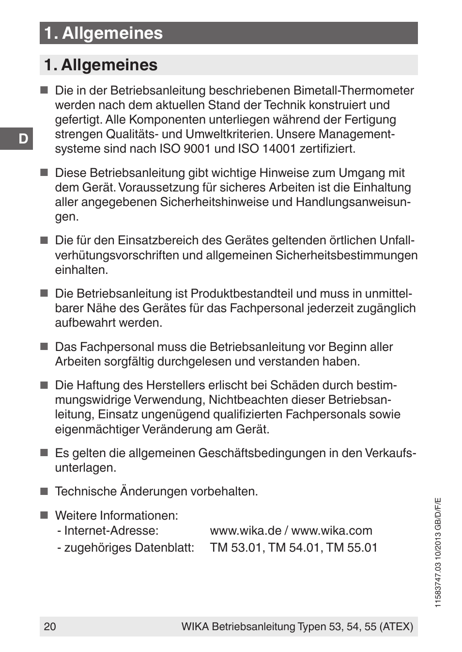 Allgemeines | WIKA 55 User Manual | Page 20 / 64